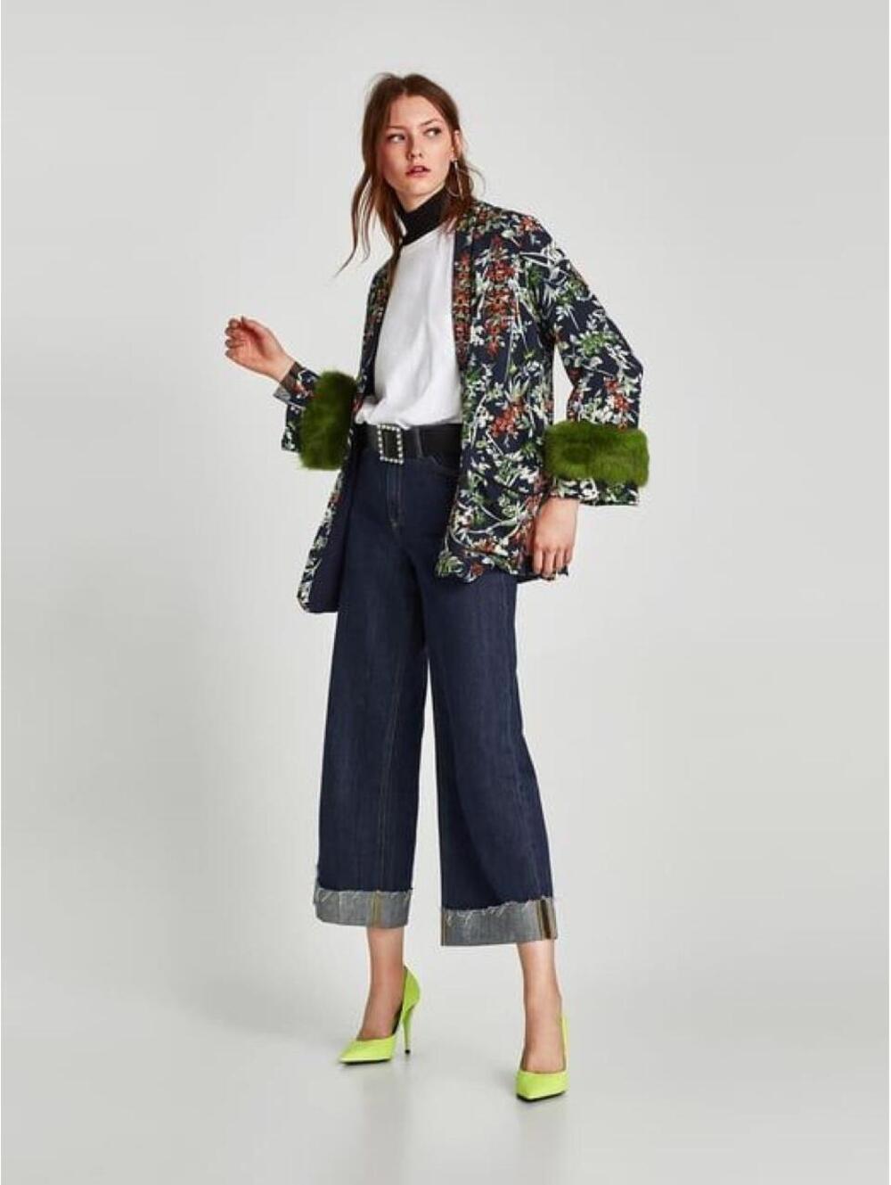 Zara kimono with faux fur cuffs